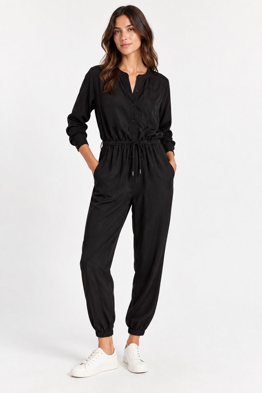 ATM Anthony Thomas Melillo Black Lyocell Blend Utility Jogger Jumpsuit Size S